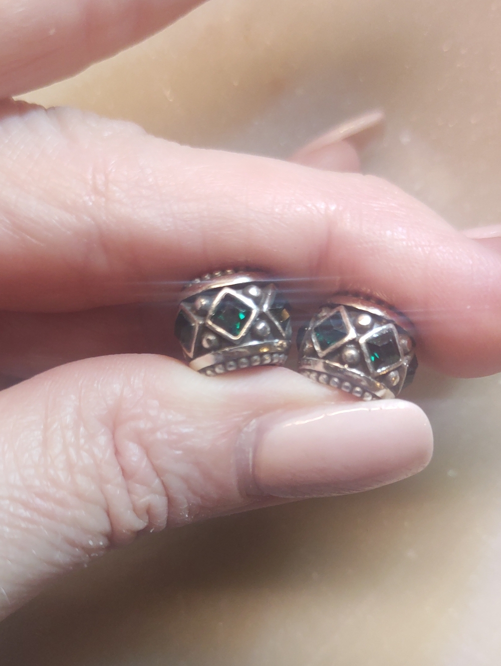 Brighton Set Of Two Spark Crystal Emerald Green And Silver Beads - Picture 6 of 9